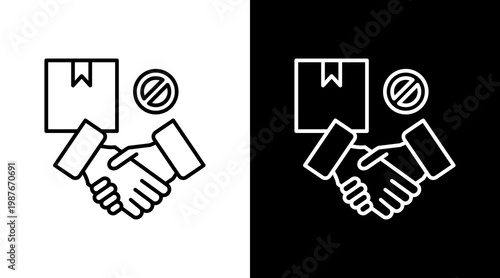 Contactless Delivery Outline White Icon Set Design