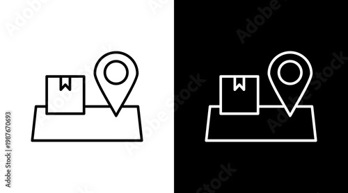Pickup Point Outline White Icon Set Design