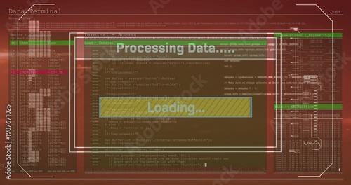 Displaying central processing window on monitoring dashboard, showing yellow loading progress bar