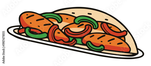 Mexican chicken fajitas illustration on white backgr.... Generative AI