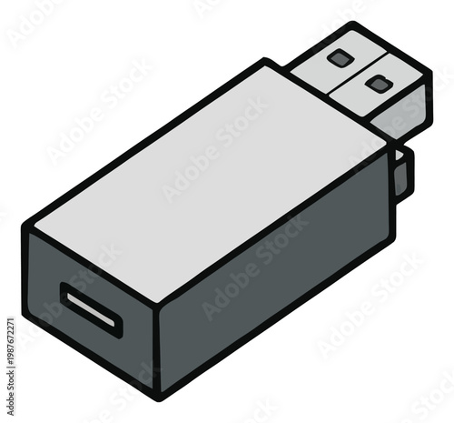 USB flash drive isometric vector illustration. Generative AI