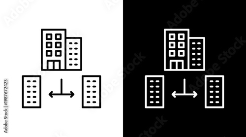 Branch Network Outline White Icon Set Design