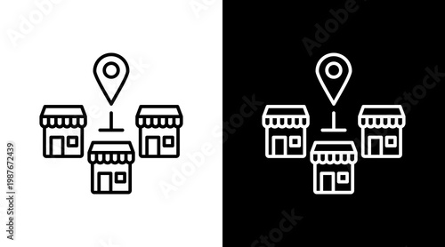 Store Chain Outline White Icon Set Design