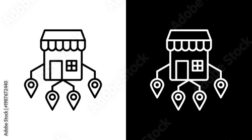 Franchise Hub Outline White Icon Set Design