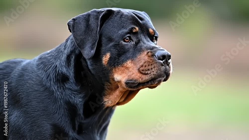 Portrait of a Majestic Rottweiler Dog Outdoors