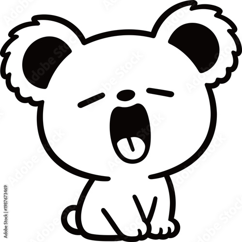 Cartoon illustration of a surprised koala with wide-open mouth and expressive eyes