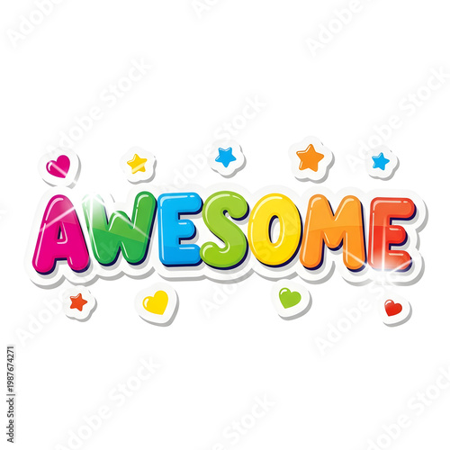 A colorful awesome text with stars