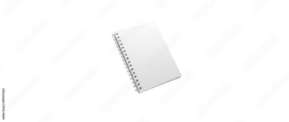 Fototapeta premium Blank White Spiral Notebook Open on White Background