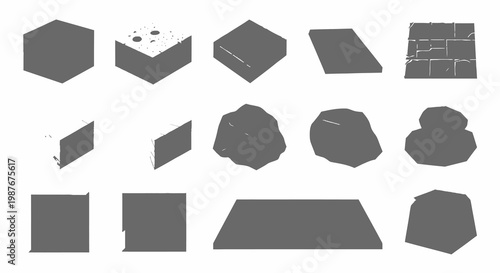Heavy Stone Textures and Construction Material Block Vector Set