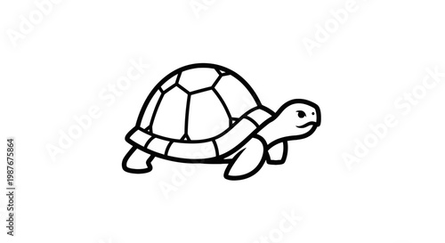 Minimalist turtle vector line art illustration on white background