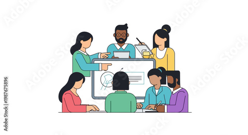 Diverse group of people meeting.