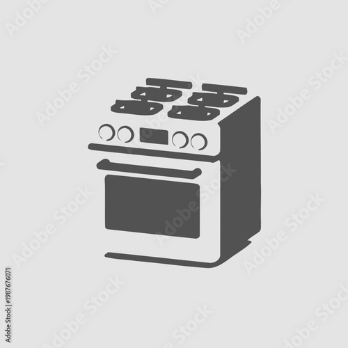 Modern Gas Stove and Oven Vector Illustration Icon