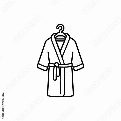 Bathrobe on Hanger Vector Icon Line Art Illustration