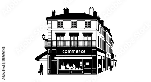 Vector Illustration of a European Style Commercial Building