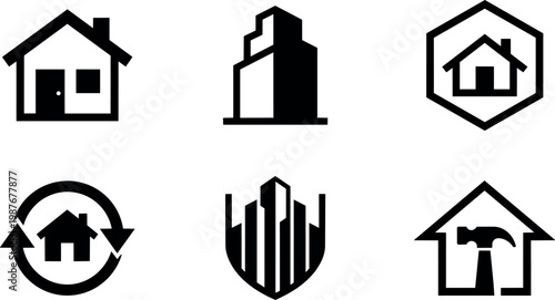 House and building icons with home service and real estate themes