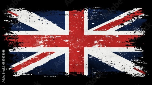 British flag design featuring paint scratches.