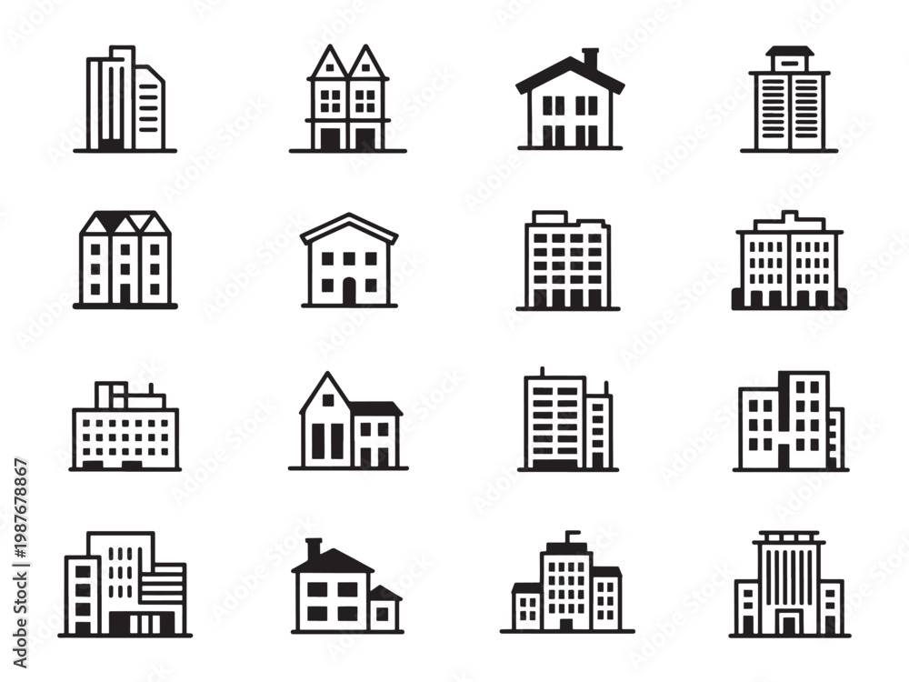 Fototapeta premium Small house and property icons with residential real estate concept
