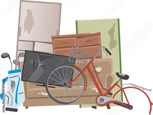 不熱ごみ、粗大ゴミのイメージイラスト