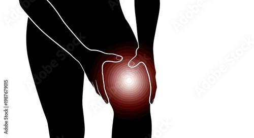 Vector Illustration of Person with Knee Pain and Inflammation