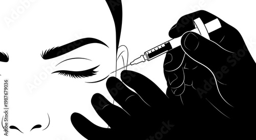 Cosmetic Injection Procedure for Eye Area Vector Illustration
