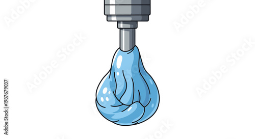 Vector illustration of blue viscous gel being extruded from a nozzle