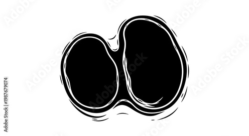 Black Stylized Cell Division and Organic Blob Vector Illustration