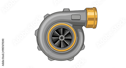 Turbocharger Automotive Engine Component Vector Illustration