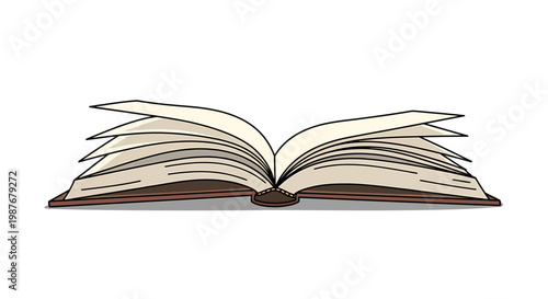 Open Hardcover Book Vector Illustration Isolated on White