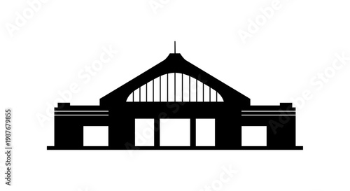 Black silhouette of a building facade.