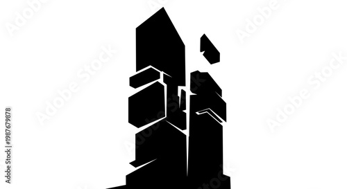 Black silhouette of a robotic figure.