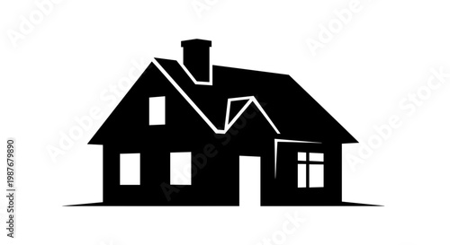 Black house silhouette with chimney.