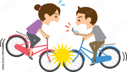 ながらスマホの自転車事故のイメージイラスト