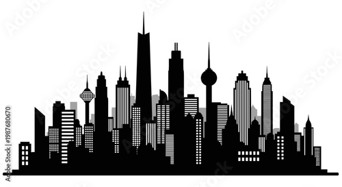 Chicago City Skyline Urban Buildings.