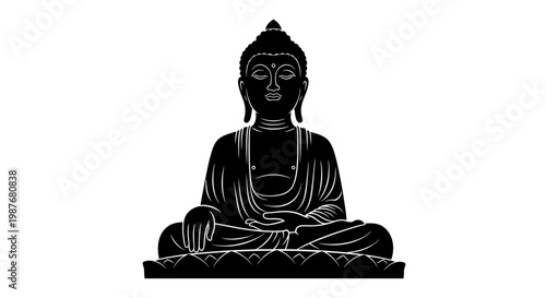 Black Buddha silhouette vector illustration in meditation pose