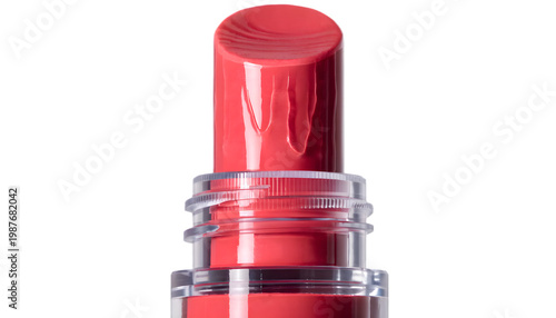 Premium cosmetic lipstick tube open with smooth creamy texture. Isolated transparent background, perfect for beauty advertising, makeup branding, product catalogs, packaging mockups, and cosmetics