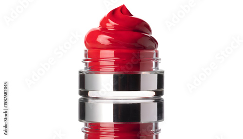 Premium cosmetic lipstick tube open with smooth creamy texture. Isolated transparent background, perfect for beauty advertising, makeup branding, product catalogs, packaging mockups, and cosmetics