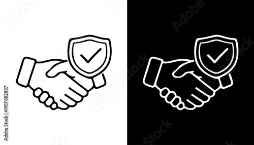 Handshake Agreement Illustration: Symbolic representation of agreement, trust, and security, a graphic depiction that can be used to describe contracts and partnerships.