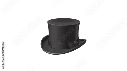 Elegant black top hat with a smooth, slightly curved brim Vector