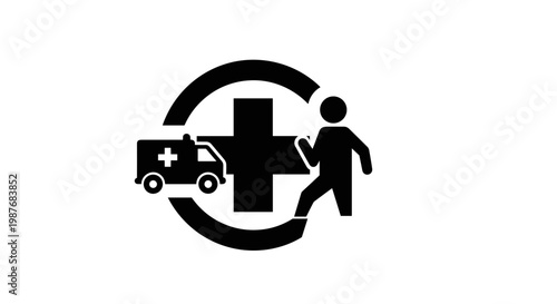 Medical Emergency Ambulance Care Symbol.