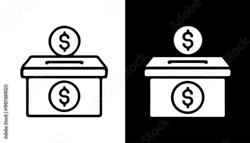 Donation Box: Conceptual image of a donation box with a coin, symbolizing charity, giving, and support.