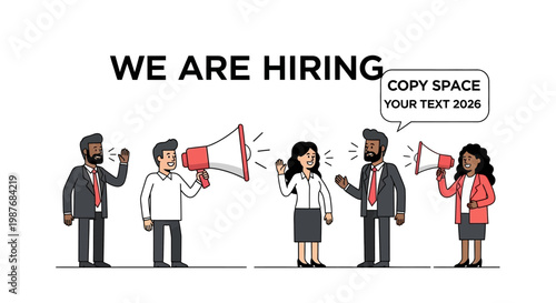 Business people communicating with megaphones.