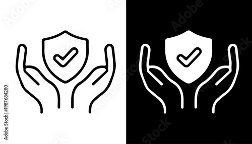 Guardian Hands: An illustration of a protective emblem held safely within a pair of caring hands, a symbol of security, and reliability.