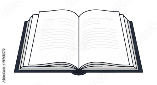 Open book illustration with blank pages and reading material concept