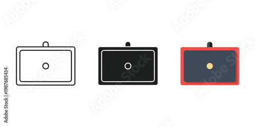 Three safes with different states vector illustration