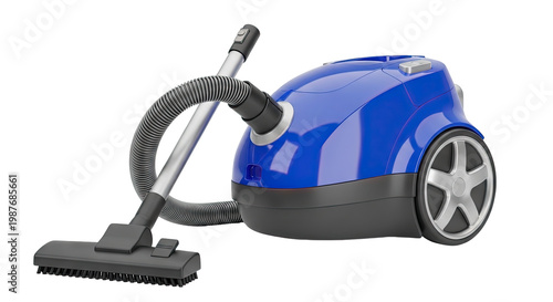 Blue Canister Vacuum Cleaner with Hose and Brush Head