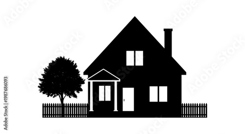 Simple Black Silhouette of House.