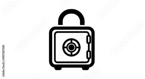 Black Vector Safe Icon for Finance and Security Concept
