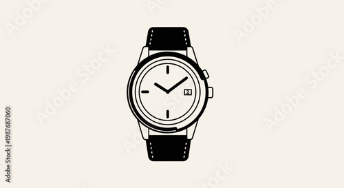 Classic Minimalist Vector Illustration of an Analog Wristwatch