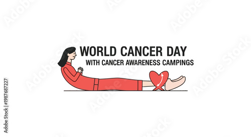 World Cancer Day awareness campaign vector illustration with woman