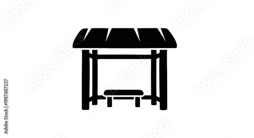 Bus stop shelter silhouette vector illustration of public waiting area